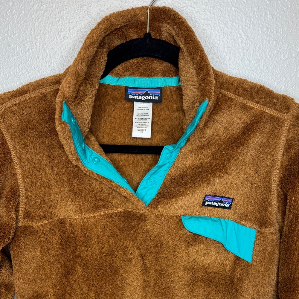 Patagonia Synchilla Fleece Pullover XS Brown‎ Teal Snap-T Style - Picture 3 of 12